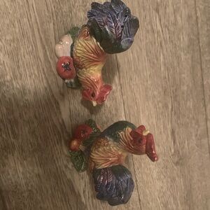 Colorful Rooster Wall Decor Pair - Multicolor Ceramic Roosters